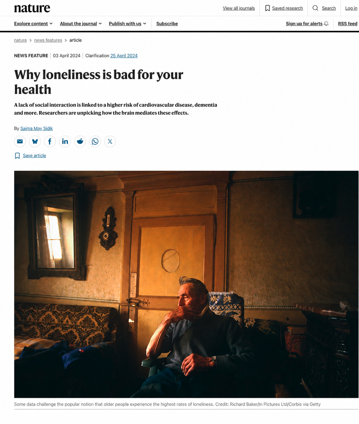Nature: Why Loneliness Is Bad for Your Health